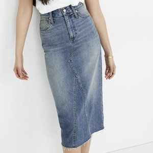 Rigid Denim Midi Skirt in Camille Wash - Size 27